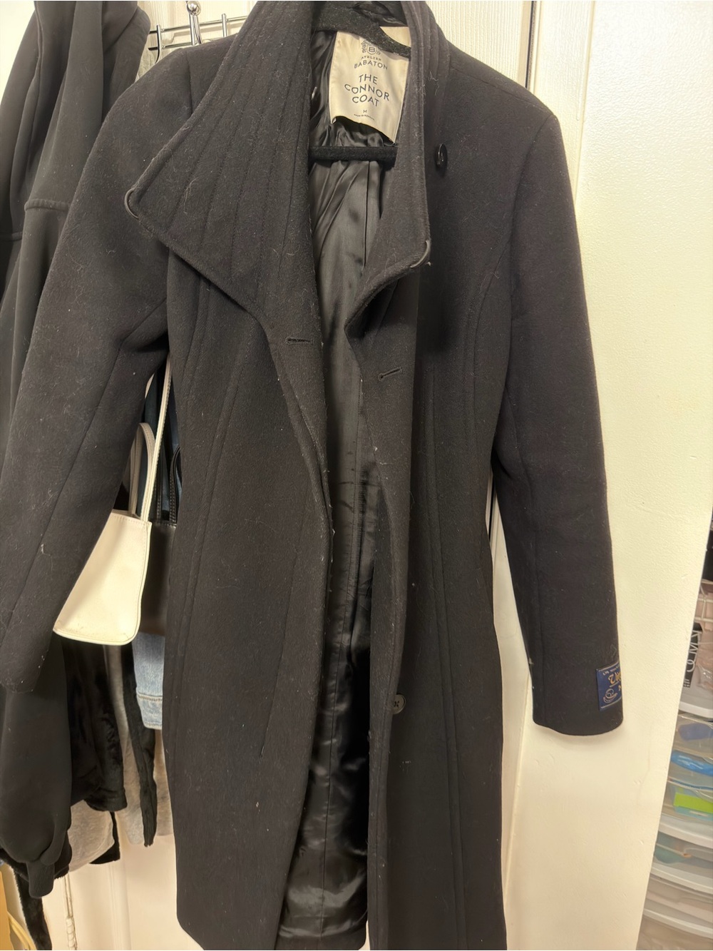 Aritzia Black Long Wool Trench Coat